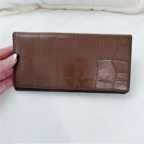 Coach Moc Croc Bifold Leather Long Wallet - Picture 6 of 7